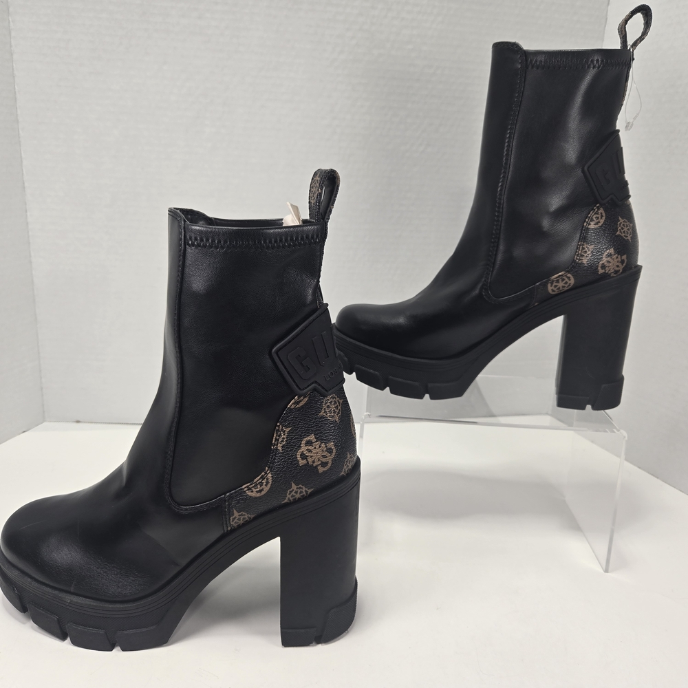 Guess Xeno FL7XNOFAL10 Black Chunky Heeled Combat Boots Size EU 36 US 5.5